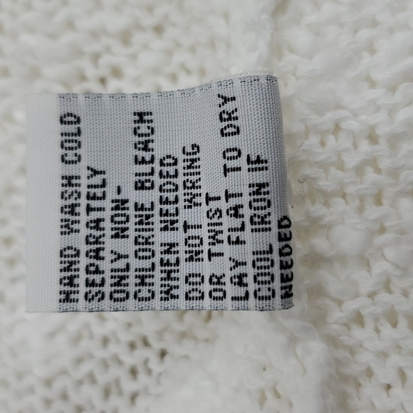 Habitat open knit sweater women's medium white textured cotton shell buttons - Picture 9 of 12